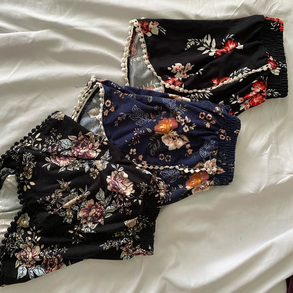 2 piece floral shorts- size S & XS